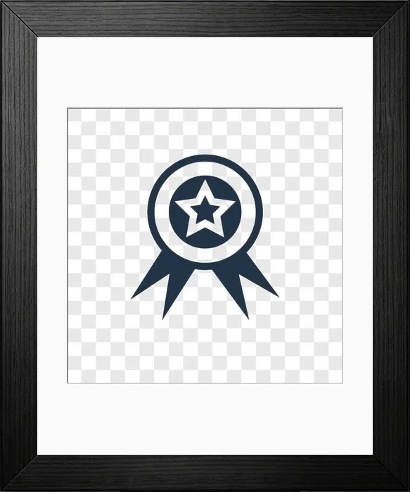 Framed Print : Medal vector icon isolated on transparent background, Medal transparency logo concept