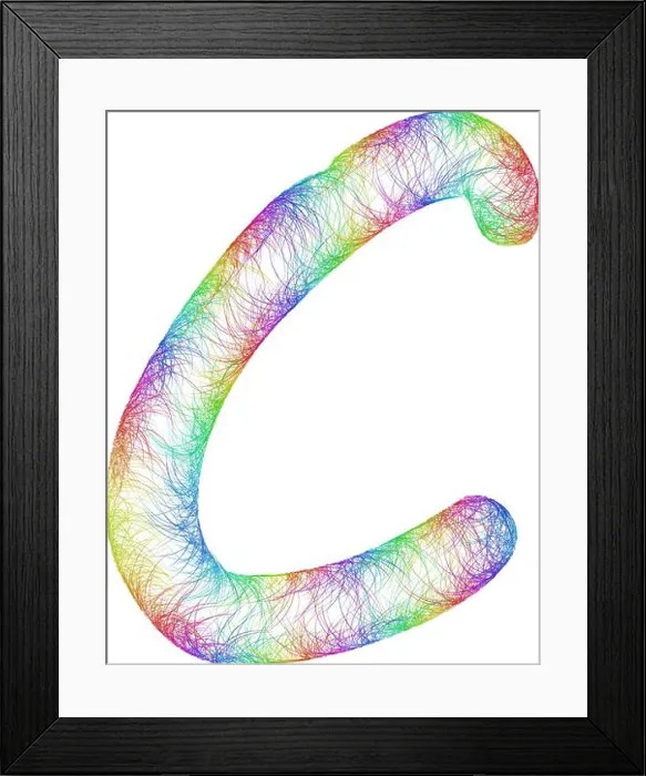 Framed Print : Rainbow sketch font design - letter C Framed Print : Rainbow sketch font design - letter C
