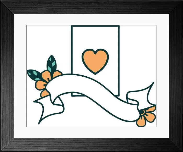 Framed Print : traditional tattoo with banner of the ace of hearts Framed Print : traditional tattoo with banner of the ace of hearts