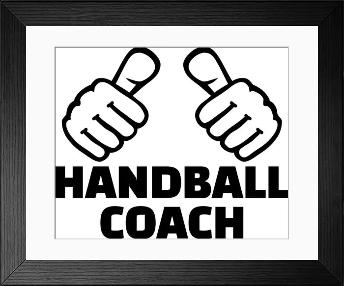 Framed Print : Handball coach with thumbs. T-Shirt design Framed Print : Handball coach with thumbs. T-Shirt design