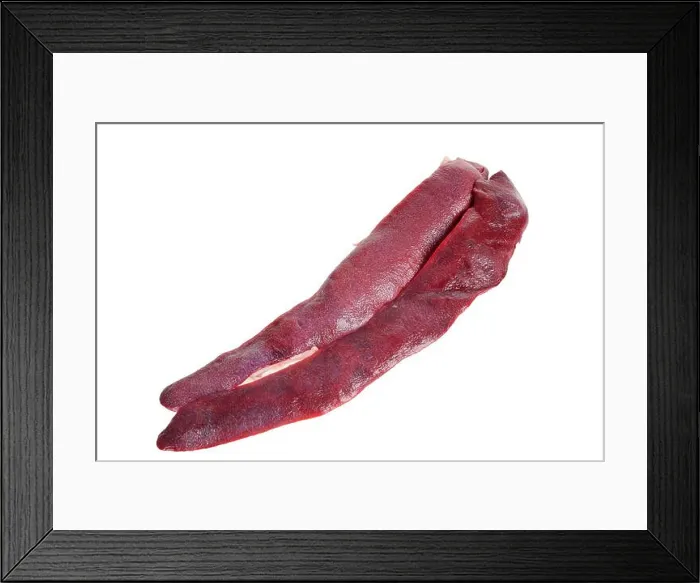 Framed Print : Pig spleen is very fresh on a white background Framed Print : Pig spleen is very fresh on a white background