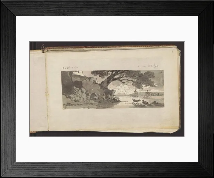Framed Print : Landscape painting depicting a western view by Jan Christian Kotsetzer, created around 1781 Framed Print : Landscape painting depicting a western view by Jan Christian Kotsetzer, created around 1781