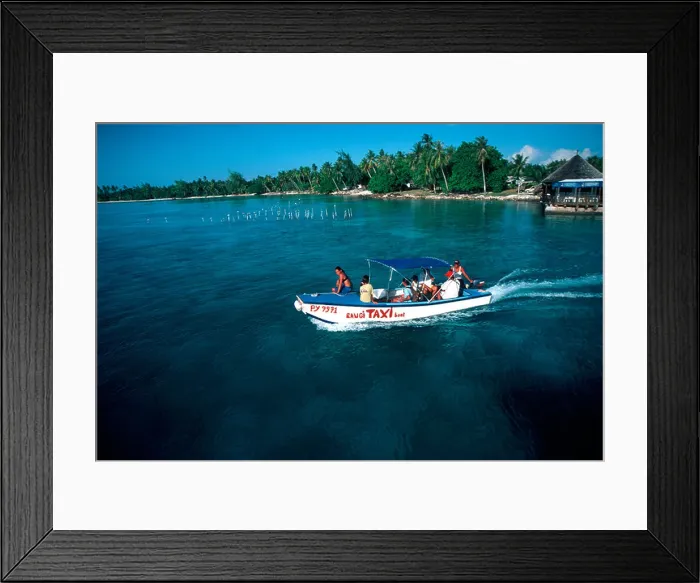 Framed Print : Rangiroa taxi boat Rangiroa atoll French Polynesia Pacific ocean Framed Print : Rangiroa taxi boat Rangiroa atoll French Polynesia Pacific ocean