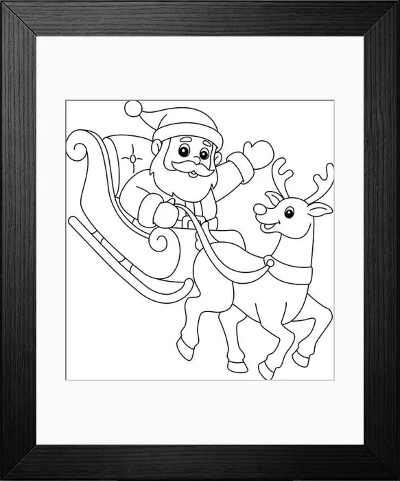Framed Print : Christmas Santa Sleigh And Reindeer Isolated Framed Print : Christmas Santa Sleigh And Reindeer Isolated