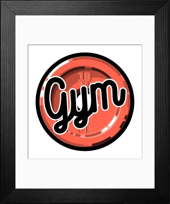 Framed Print : Color vintage gym emblem, label, badge and design elements. Vector illustration, EPS 10 Framed Print : Color vintage gym emblem, label, badge and design elements. Vector illustration, EPS 10