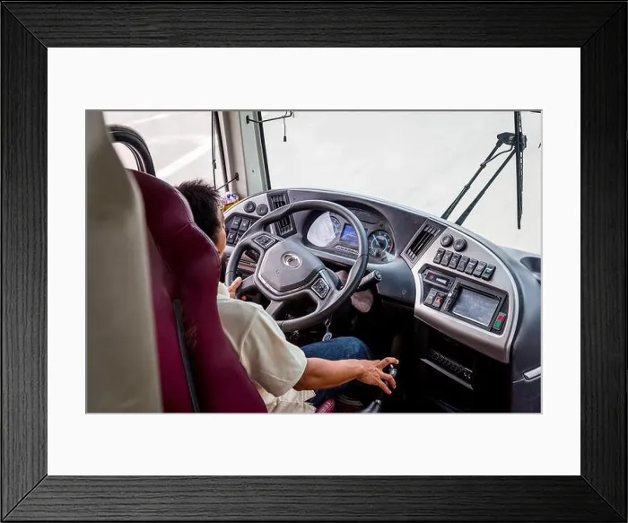Framed Print : Bus driver on the road in Vietnam Framed Print : Bus driver on the road in Vietnam
