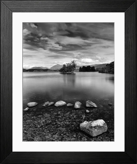 Framed Print : View E of Ardanaiseig crannog, an artificial island situated where River Awe enters NW end of Loch Awe Framed Print : View E of Ardanaiseig crannog, an artificial island situated where River Awe enters NW end of Loch Awe