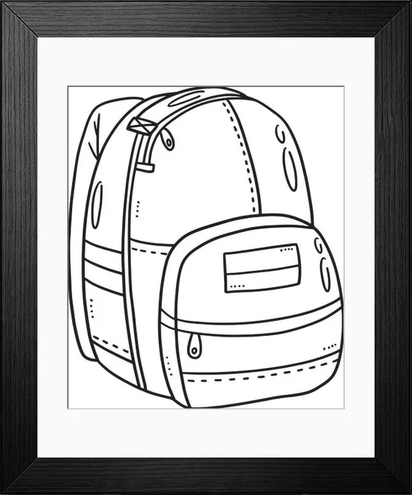 Framed Print : School Bag Isolated Coloring Page for Kids Framed Print : School Bag Isolated Coloring Page for Kids