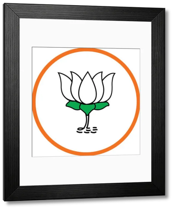 Framed Print : Lotus Flower Symbol |Political party sign| BJP Banner background, 'Election Symbol' Bhartiya Janata Party Framed Print : Lotus Flower Symbol |Political party sign| BJP Banner background, 'Election Symbol' Bhartiya Janata Party