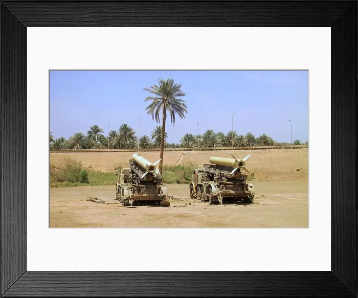 Framed Print : 24th April 2003 Abandoned Russian 9P113 TEL missile launchers loaded with FROG 7 missiles Framed Print : 24th April 2003 Abandoned Russian 9P113 TEL missile launchers loaded with FROG 7 missiles