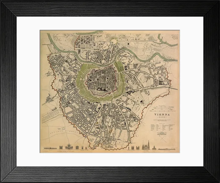 Framed Print : Map of Vienna 1833 Framed Print : Map of Vienna 1833