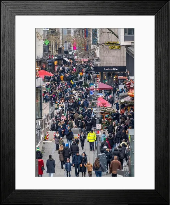 Framed Print : Crowded shopping street in Essen Framed Print : Crowded shopping street in Essen