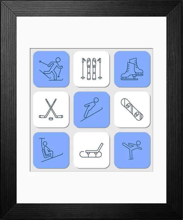 Framed Print : Nine Icons - winter sport activities Framed Print : Nine Icons - winter sport activities