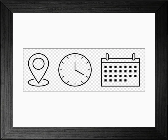 Framed Print : Date, time, location icon. Vector illustration isolated on transparent background Framed Print : Date, time, location icon. Vector illustration isolated on transparent background