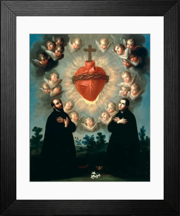 Framed Print : Sacred Heart of Jesus with Saint Ignatius of Loyola and Saint Louis Gonzaga Framed Print : Sacred Heart of Jesus with Saint Ignatius of Loyola and Saint Louis Gonzaga