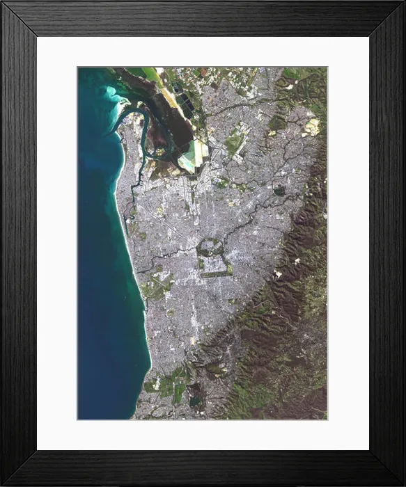 Framed Print : Colour satellite image of Adelaide, Australia. Image taken on August 29, 2014 with Landsat 8 data Framed Print : Colour satellite image of Adelaide, Australia. Image taken on August 29, 2014 with Landsat 8 data
