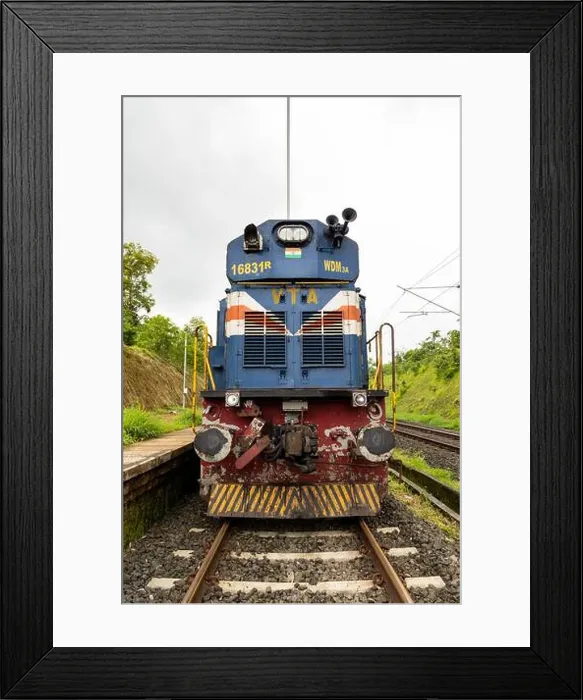 Framed Print : Front view of Indian railways locomotive class WDM-3A from Vatva shed Framed Print : Front view of Indian railways locomotive class WDM-3A from Vatva shed