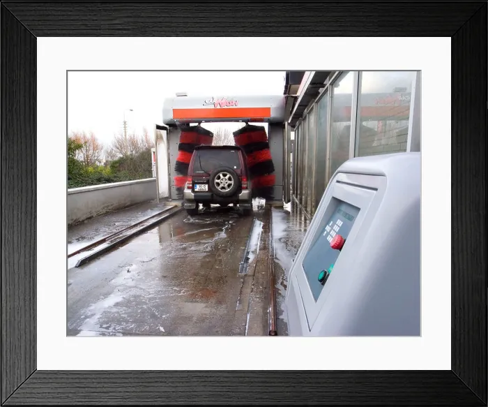 Framed Print : A vehicle in a car wash in Dublin, Ireland Framed Print : A vehicle in a car wash in Dublin, Ireland