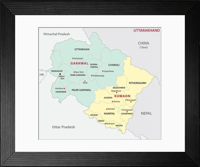 Framed Print : uttarakhand administrative and political division vector map Framed Print : uttarakhand administrative and political division vector map