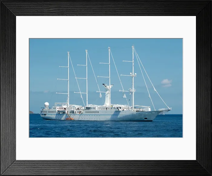 Framed Print : Wind Spirit cruise ship at sea in the Caribbean off the coast of St. John Framed Print : Wind Spirit cruise ship at sea in the Caribbean off the coast of St. John