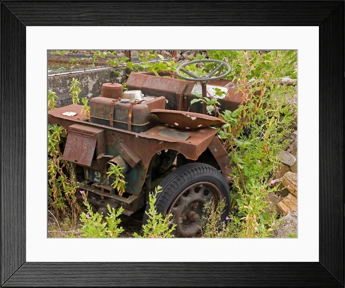 Framed Print : rusty old dumper truck abandoned surrounded by weeds Framed Print : rusty old dumper truck abandoned surrounded by weeds