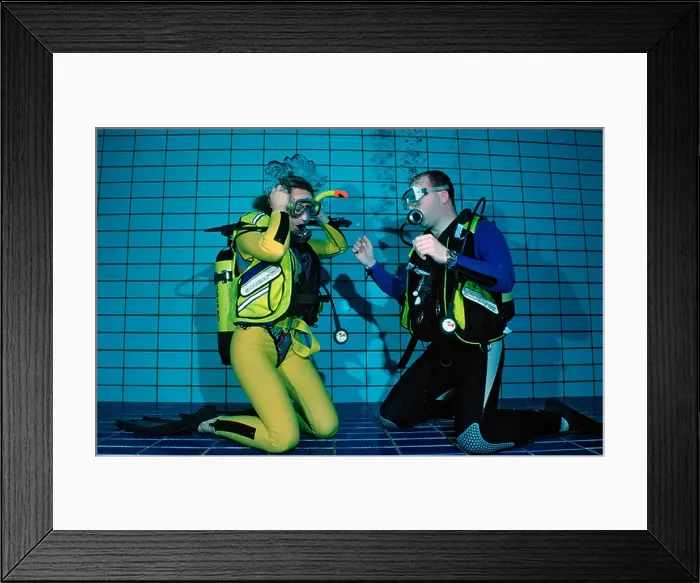 Framed Print : scuba diving lessons in a swimming pool blow out diving mask Germany Munich Olympiabad Framed Print : scuba diving lessons in a swimming pool blow out diving mask Germany Munich Olympiabad