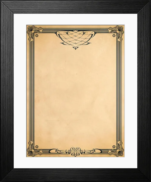 Framed Print : Decorative vintage border on old paper background Framed Print : Decorative vintage border on old paper background