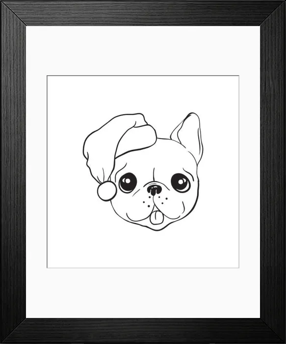 Framed Print : Vector illustration of christmas dog, Merry Christmas. bulldog in Santa's hat sketch Framed Print : Vector illustration of christmas dog, Merry Christmas. bulldog in Santa's hat sketch