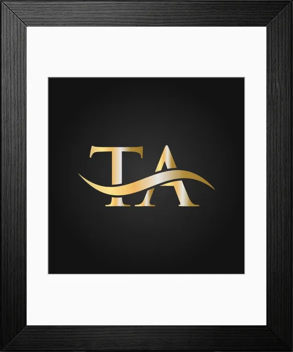 Framed Print : Letter TA Logo Design Template. TA, T A Letter Logo Modern, Flat, Minimalist, Business, Company Sign Framed Print : Letter TA Logo Design Template. TA, T A Letter Logo Modern, Flat, Minimalist, Business, Company Sign