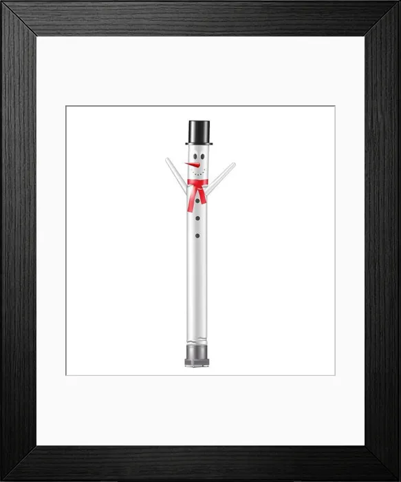 Framed Print : Cheerful inflatable dancing snowman tube man isolated on white background Framed Print : Cheerful inflatable dancing snowman tube man isolated on white background