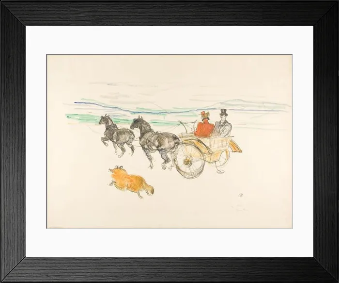 Framed Print : Henri de Toulouse-Lautrec. Double harness. 1897. France. Lithograph touched with watercolor on cream wove paper