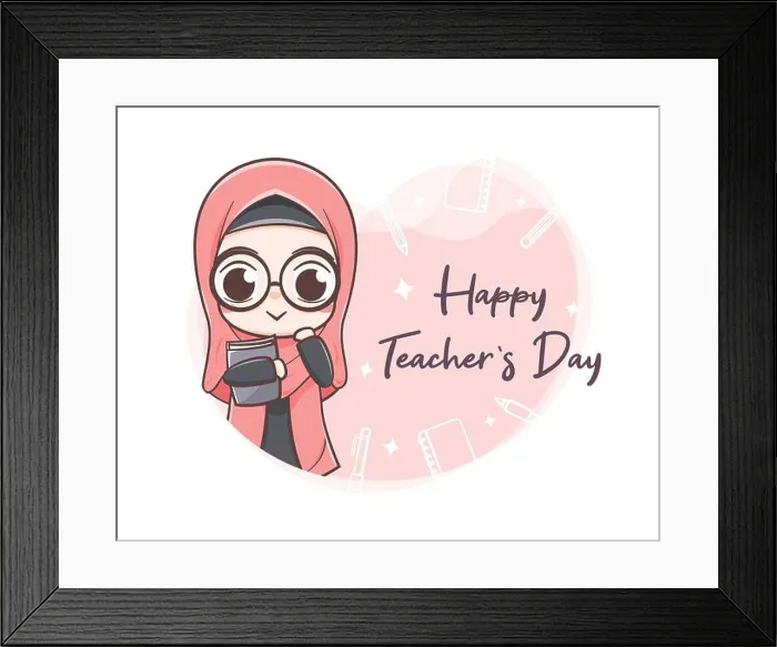 Framed Print : World teachers day cartoon illustration Framed Print : World teachers day cartoon illustration