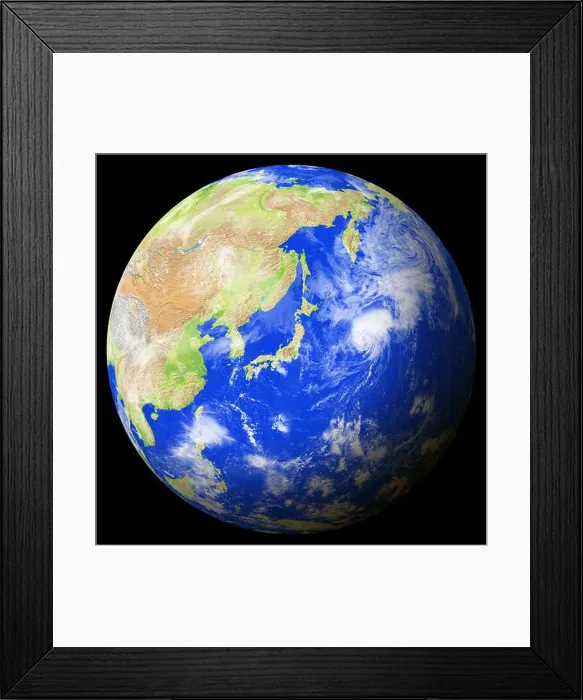 Framed Print : View of the earth from space showing Japan in the center of the image Framed Print : View of the earth from space showing Japan in the center of the image