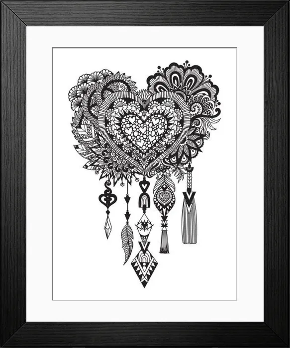 Framed Print : Mandala heart dream catcher for printing on product, adult coloring book, engraving, laser cut, paer cut and so on Framed Print : Mandala heart dream catcher for printing on product, adult coloring book, engraving, laser cut, paer cut and so on