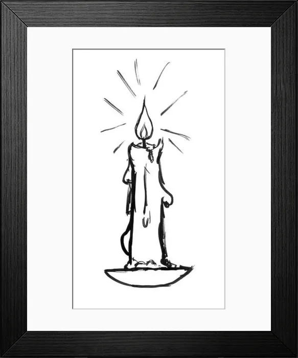 Framed Print : Black Sketchy Ink Hand Drawing of Burning Candle Framed Print : Black Sketchy Ink Hand Drawing of Burning Candle