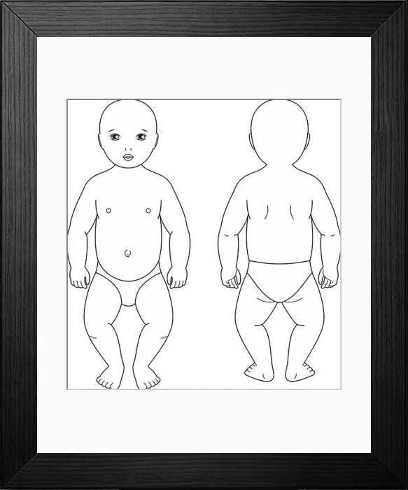 Framed Print : Figure of a baby. Front and back