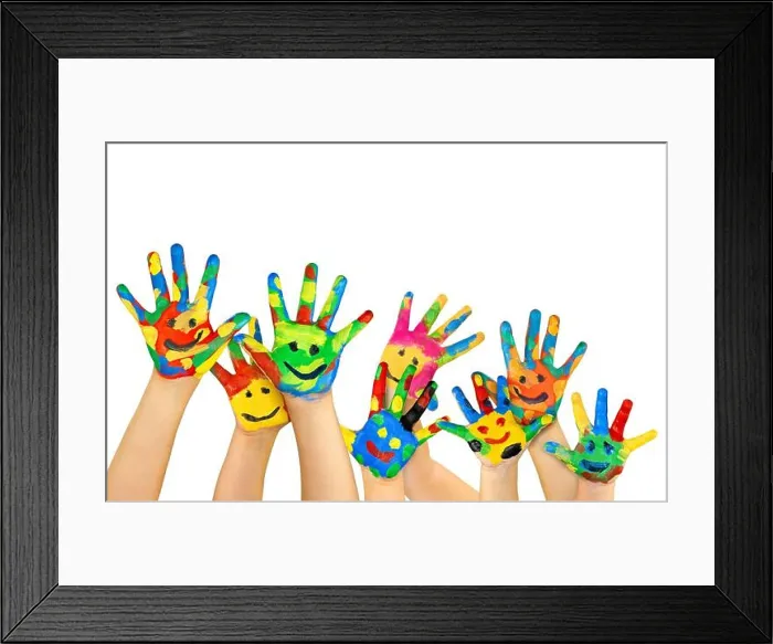 Framed Print : painted hands isolated on withe Framed Print : painted hands isolated on withe