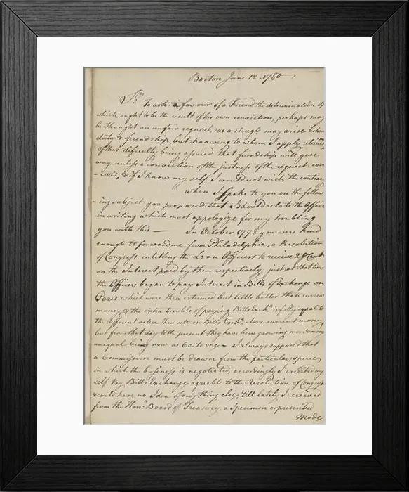 Framed Print : Letter from Nathaniel Appleton, text, Correspondence, 1780 Framed Print : Letter from Nathaniel Appleton, text, Correspondence, 1780