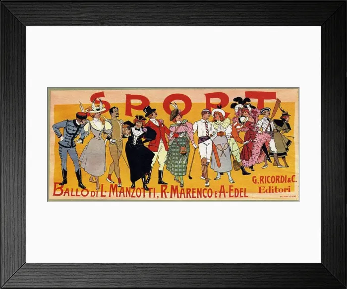 Framed Print : Poster for the ballet 'Sport' by Luigi Manzotti and Romualdo Marenco Framed Print : Poster for the ballet 'Sport' by Luigi Manzotti and Romualdo Marenco