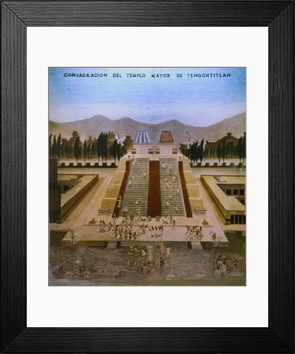 Framed Print : Drawing. Consecration of Tenochtitlan Great Temple. Mexico City, Museum of the City. Location: CITY MUSEUM, MEXICO CITY Framed Print : Drawing. Consecration of Tenochtitlan Great Temple. Mexico City, Museum of the City. Location: CITY MUSEUM, MEXICO CITY