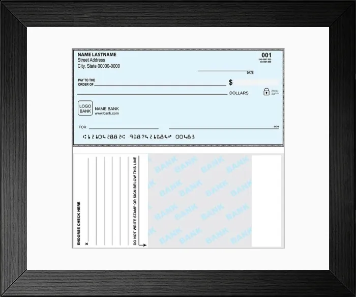 Framed Print : Option bank check Framed Print : Option bank check