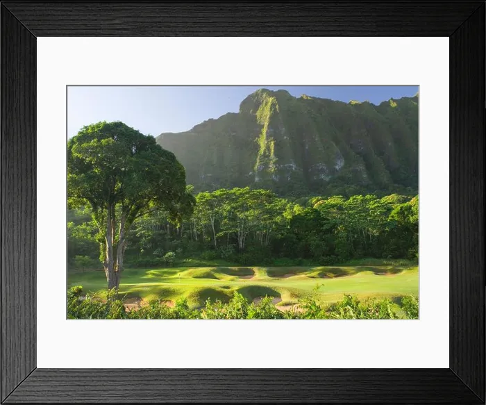 Framed Print : 18th hole at the Koolau Golf Club golf course, Oahu, Hawaii, USA Framed Print : 18th hole at the Koolau Golf Club golf course, Oahu, Hawaii, USA