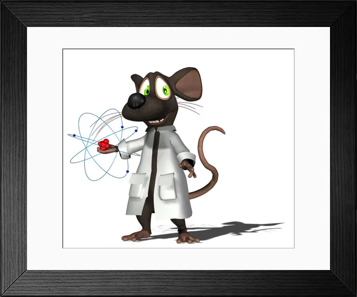 Framed Print : lab mouse with atom Framed Print : lab mouse with atom