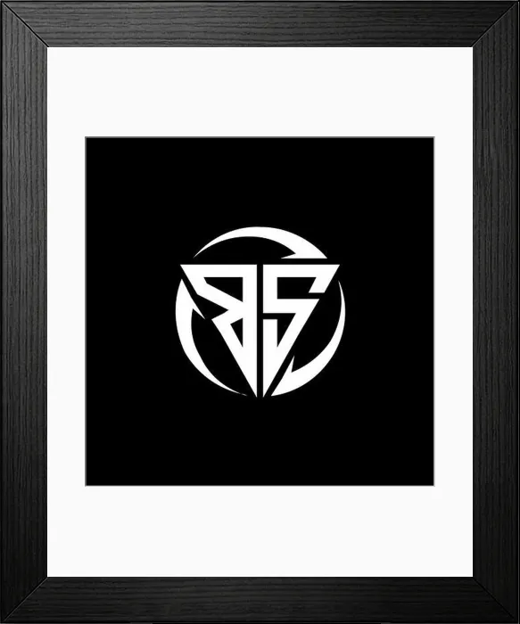 Framed Print : BS logo with triangle shape and circle rounded design template isolated on black background