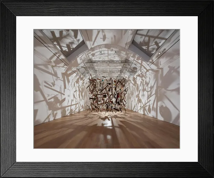 Framed Print : Exhibition Gallery with Cornelia Parker's Exploding Shed Framed Print : Exhibition Gallery with Cornelia Parker's Exploding Shed