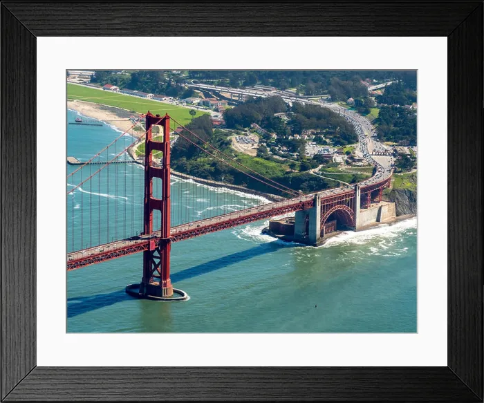 Framed Print : Aerial view, south side of the Golden Gate Bridge, San Francisco, San Francisco Bay Area, California, USA Framed Print : Aerial view, south side of the Golden Gate Bridge, San Francisco, San Francisco Bay Area, California, USA