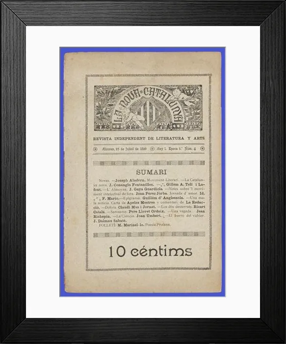 Framed Print : Portada de la revista literaria La Nova Catalunya. Alcover, julio de 1896 Framed Print : Portada de la revista literaria La Nova Catalunya. Alcover, julio de 1896
