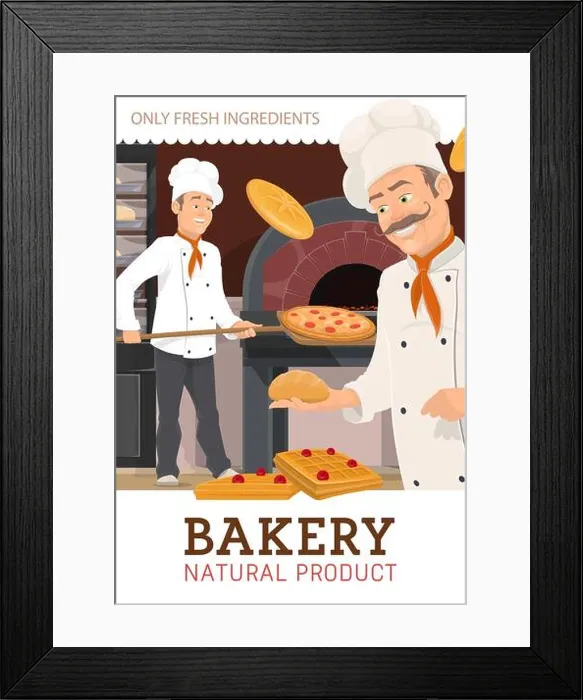 Framed Print : Chefs bakers make bread and pastry production in bakery shop Framed Print : Chefs bakers make bread and pastry production in bakery shop