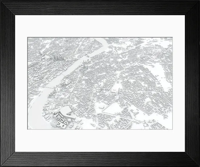 Framed Print : London city map 3D Rendering. Aerial satellite view Framed Print : London city map 3D Rendering. Aerial satellite view