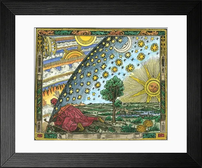 Framed Print : Peering through the cosmic sphere engraving from L'atmosphere: meteorologie populaire Framed Print : Peering through the cosmic sphere engraving from L'atmosphere: meteorologie populaire